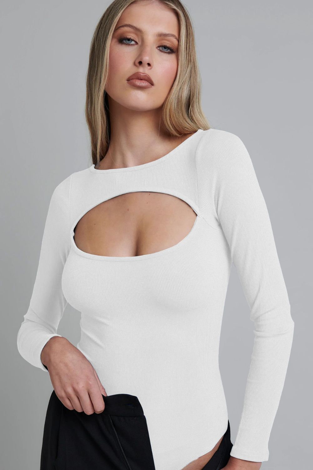 Ribbed Cutout Bodysuit | AdoreStarr