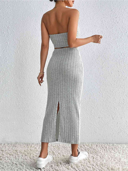 Ribbed Tube Top & Midi Skirt Set | AdoreStarr