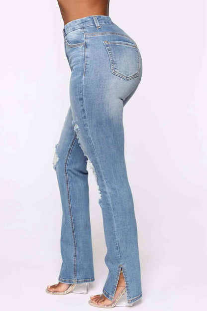 Slit Distressed Jeans | AdoreStarr