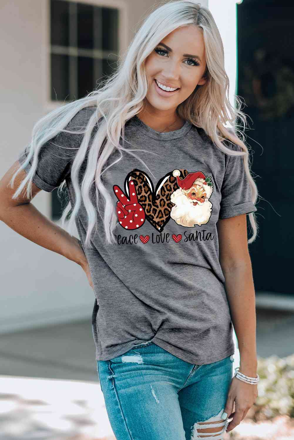 PEACE LOVE SANTA Graphic T-Shirt | AdoreStarr