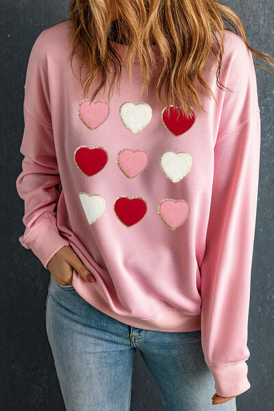 Heart Dropped Shoulder Sweatshirt | AdoreStarr