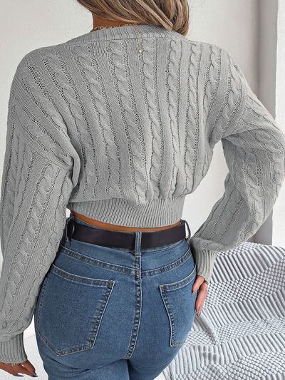 Twisted Cable-Knit Sweater - Charcoal