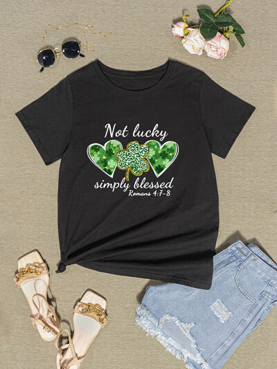 NOT LUCKY SIMPLY BLESSED Heart T-Shirt | AdoreStarr