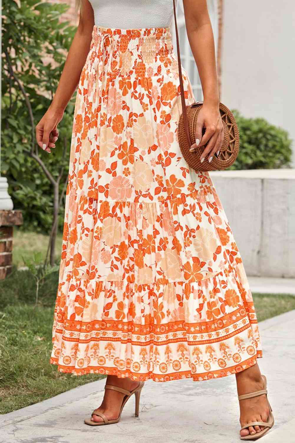 Floral Smocked Tiered Maxi Skirt | AdoreStarr