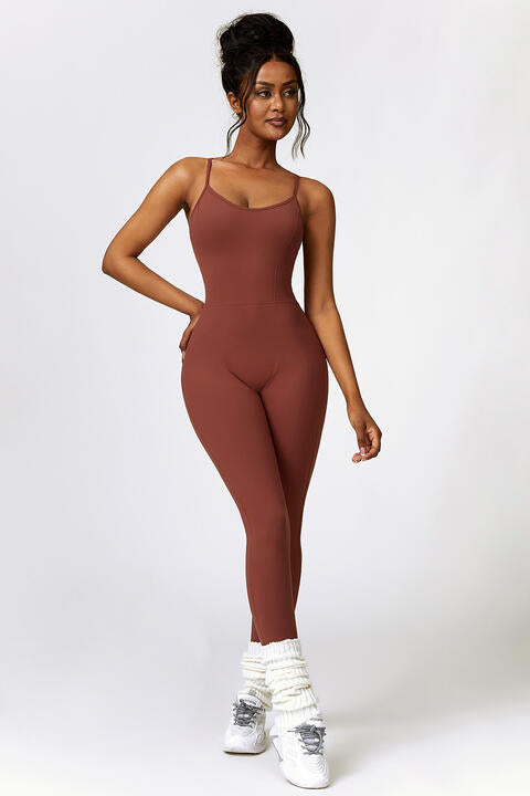 Open Back Spaghetti Strap Sports Jumpsuit | AdoreStarr