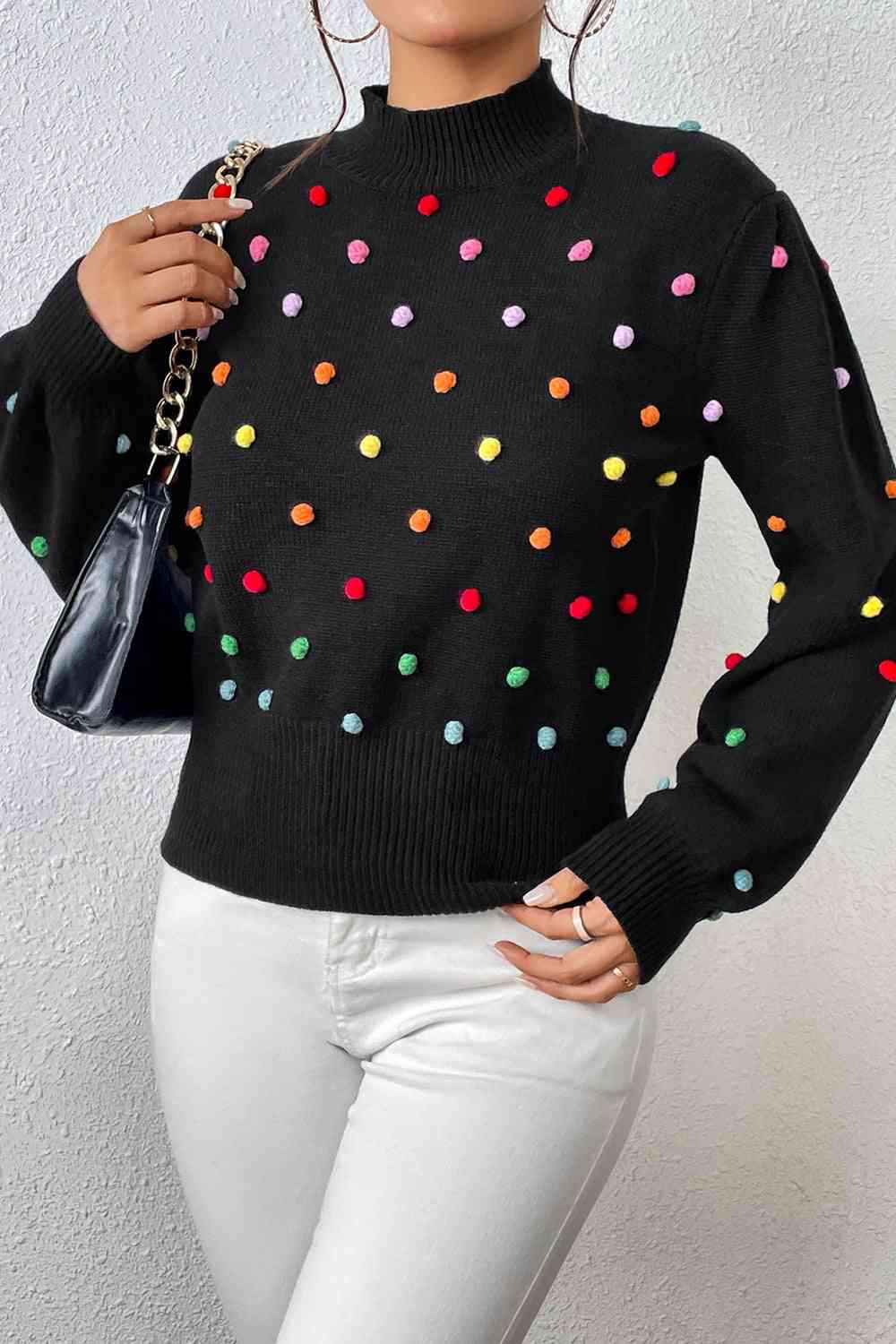 Pom-Pom Trim Pullover Sweater | AdoreStarr