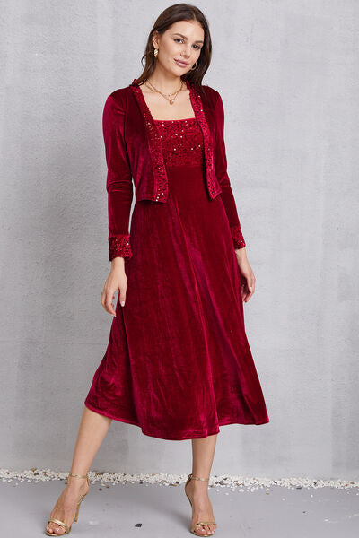 Sequin Long Sleeve Midi Dress | AdoreStarr