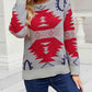 Printed Round Neck Long Sleeve Sweater | AdoreStarr
