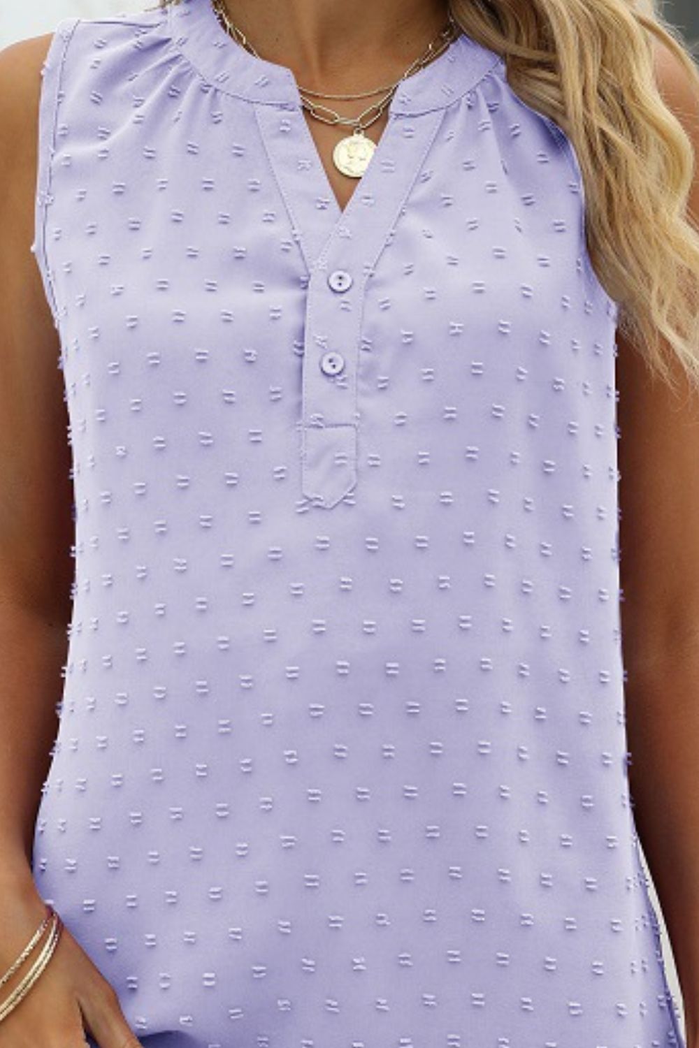 Swiss Dot Notched Neck Tank | AdoreStarr