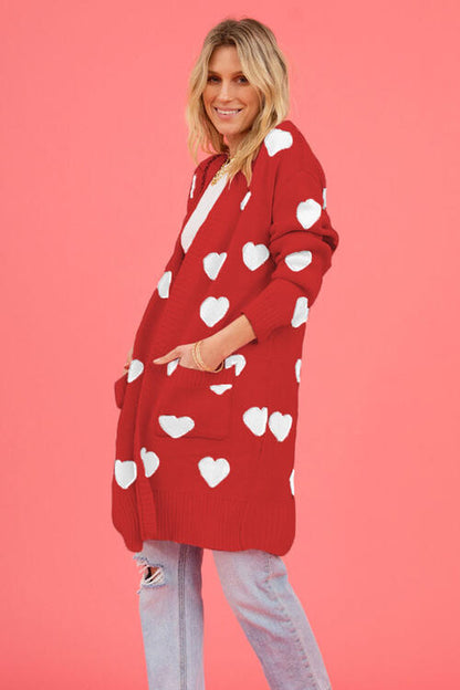 Heart Graphic Open Front Cardigan | AdoreStarr