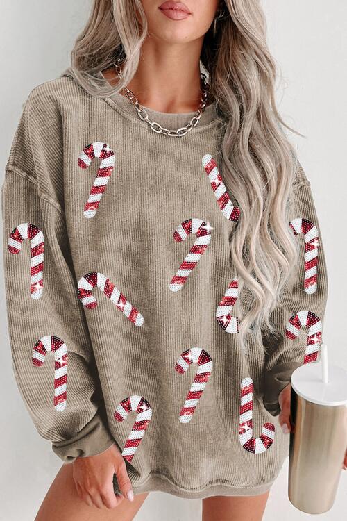 Candy Cane Sequin Sweatshirt | AdoreStarr