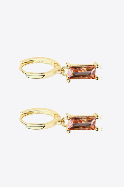 Retro Cubic Drop Earrings - Gold Brown One Size