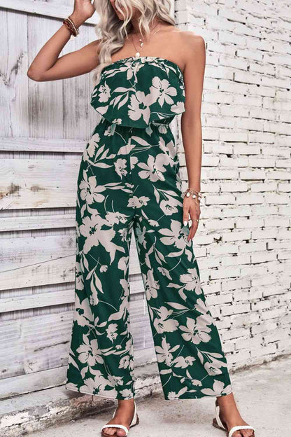 Floral Strapless Wide Leg Jumpsuit | AdoreStarr