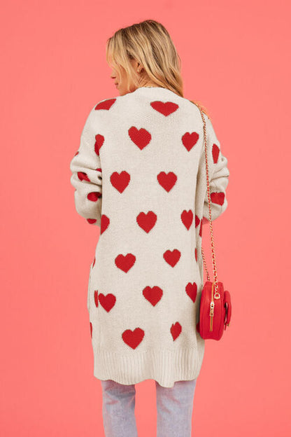 Heart Graphic Open Front Cardigan | AdoreStarr