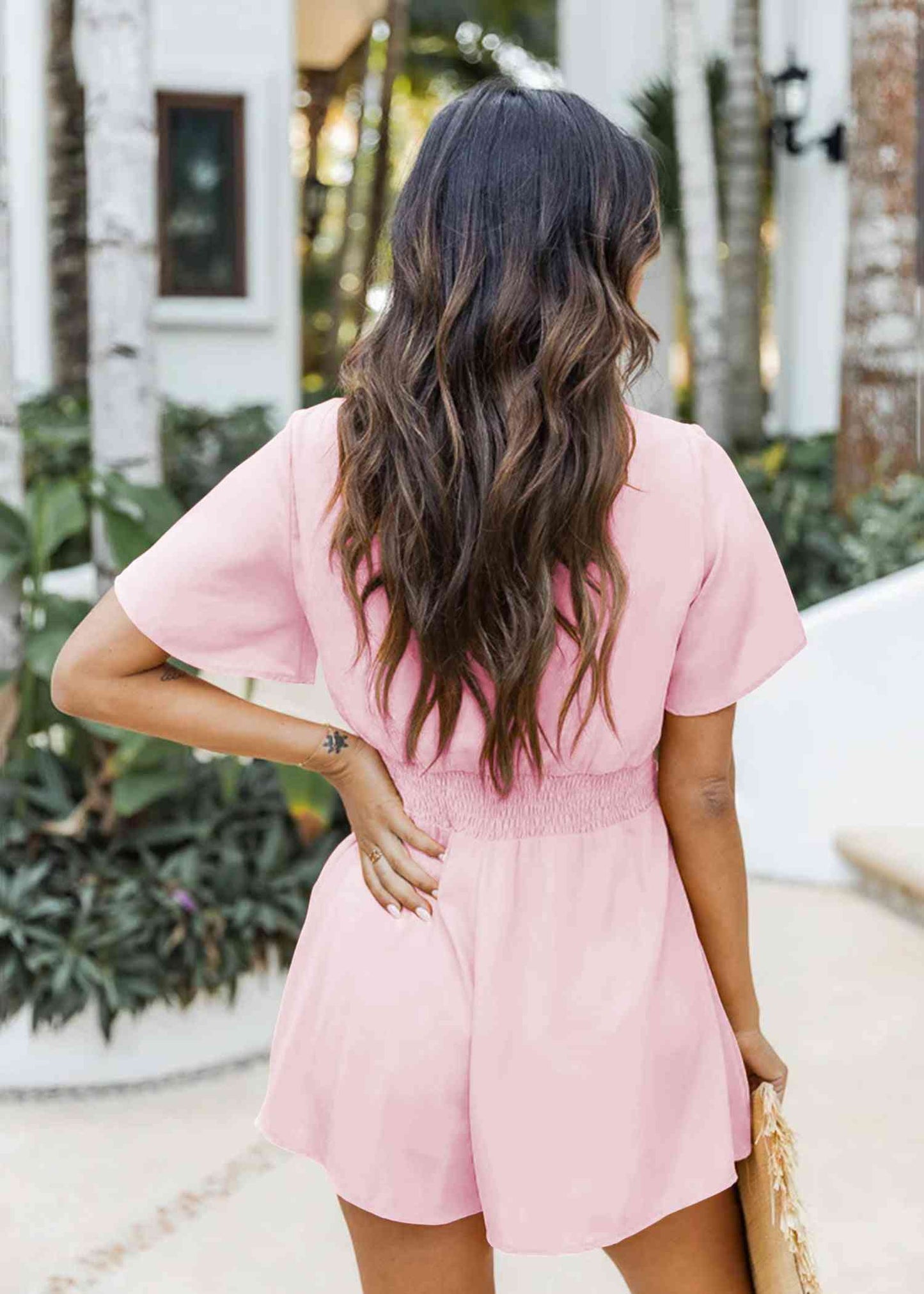 V-Neck Flutter Sleeve Romper | AdoreStarr