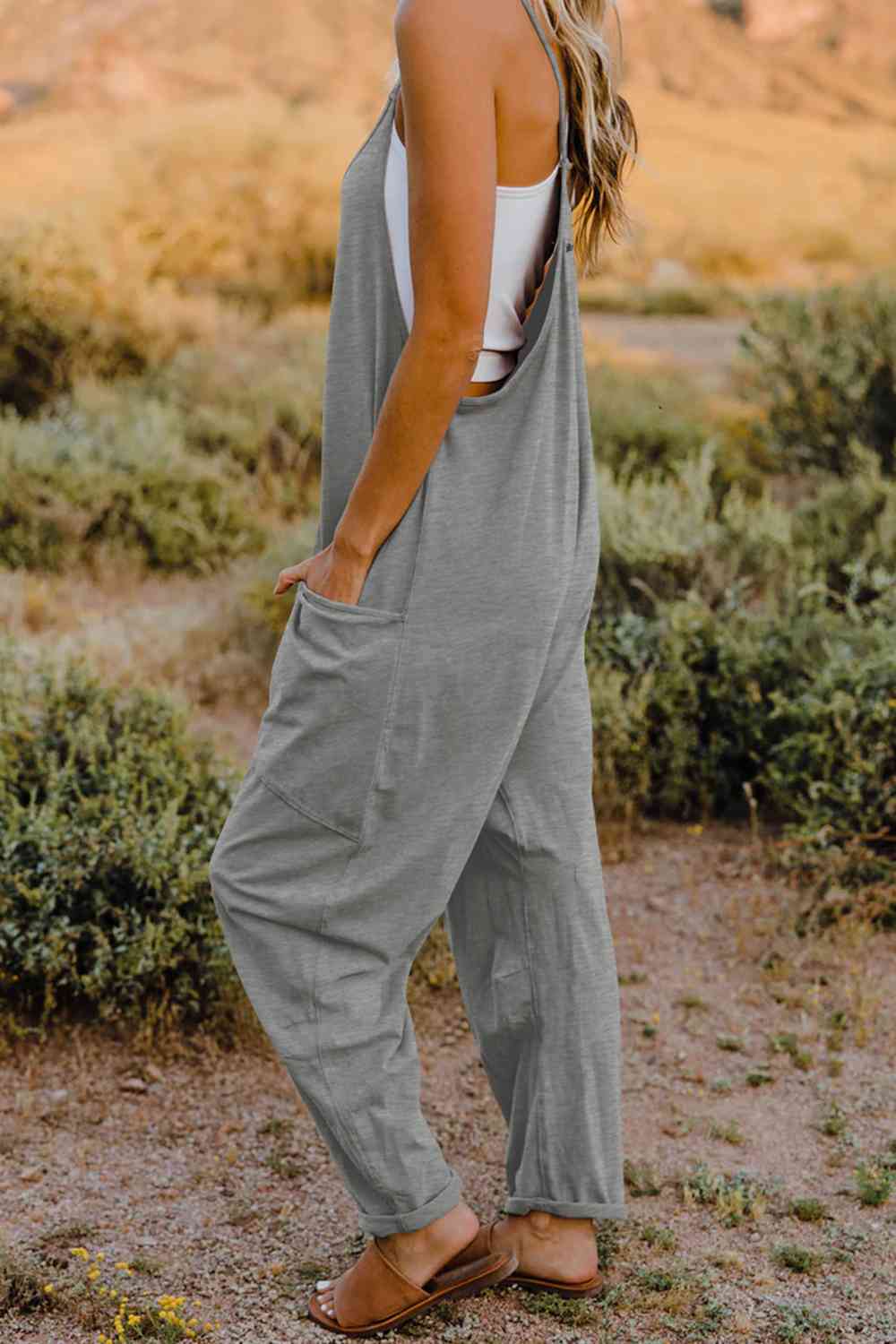 V-Neck Sleeveless Jumpsuit | AdoreStarr