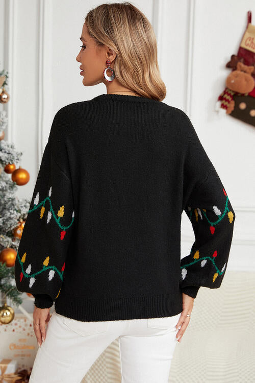Pattern Lantern Sleeve Sweater | AdoreStarr