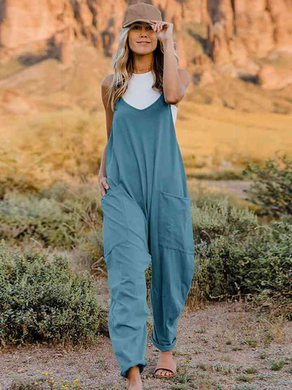 V-Neck Sleeveless Jumpsuit | AdoreStarr