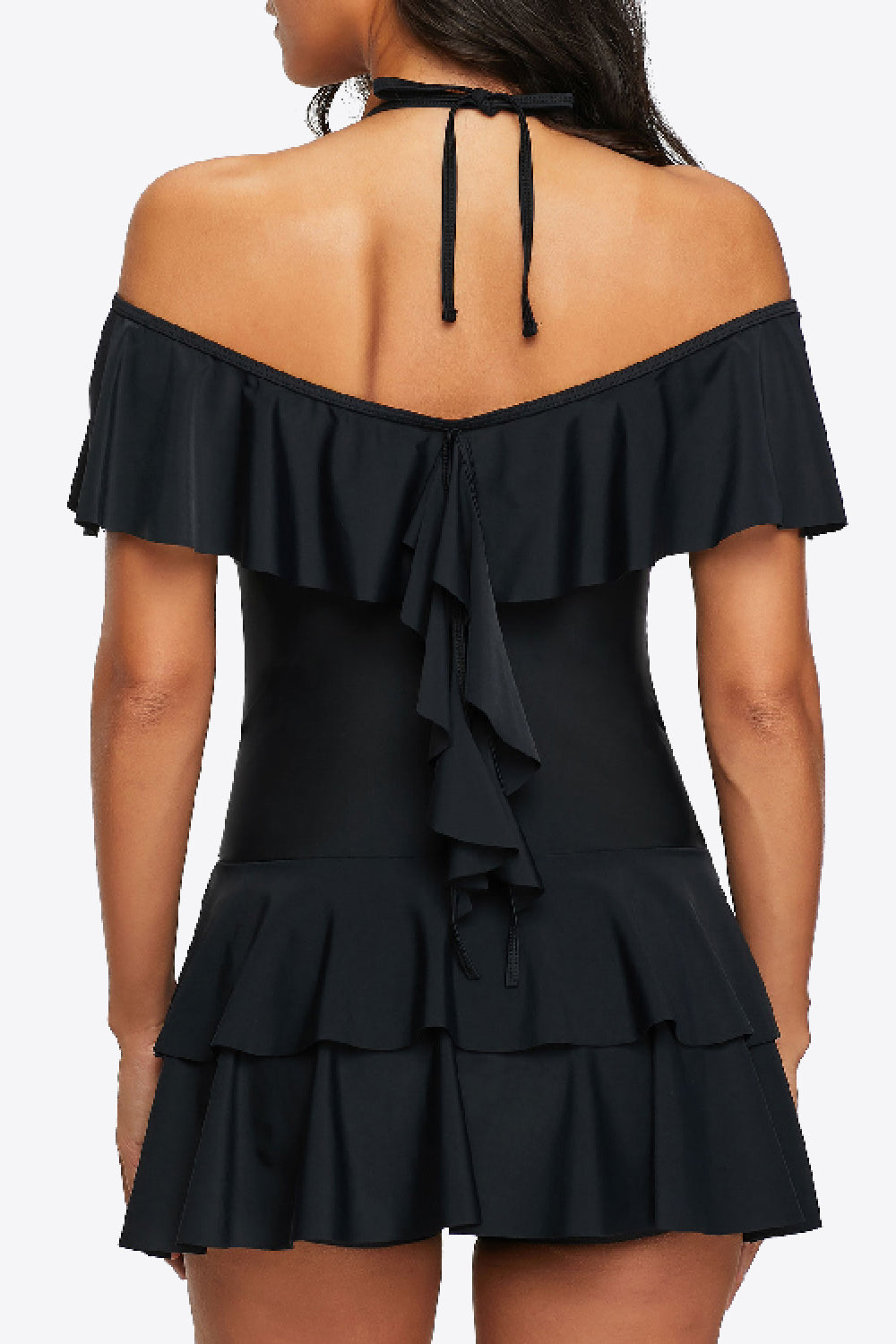 Ruffled Cold-Shoulder Two-Piece Swimsuit | AdoreStarr