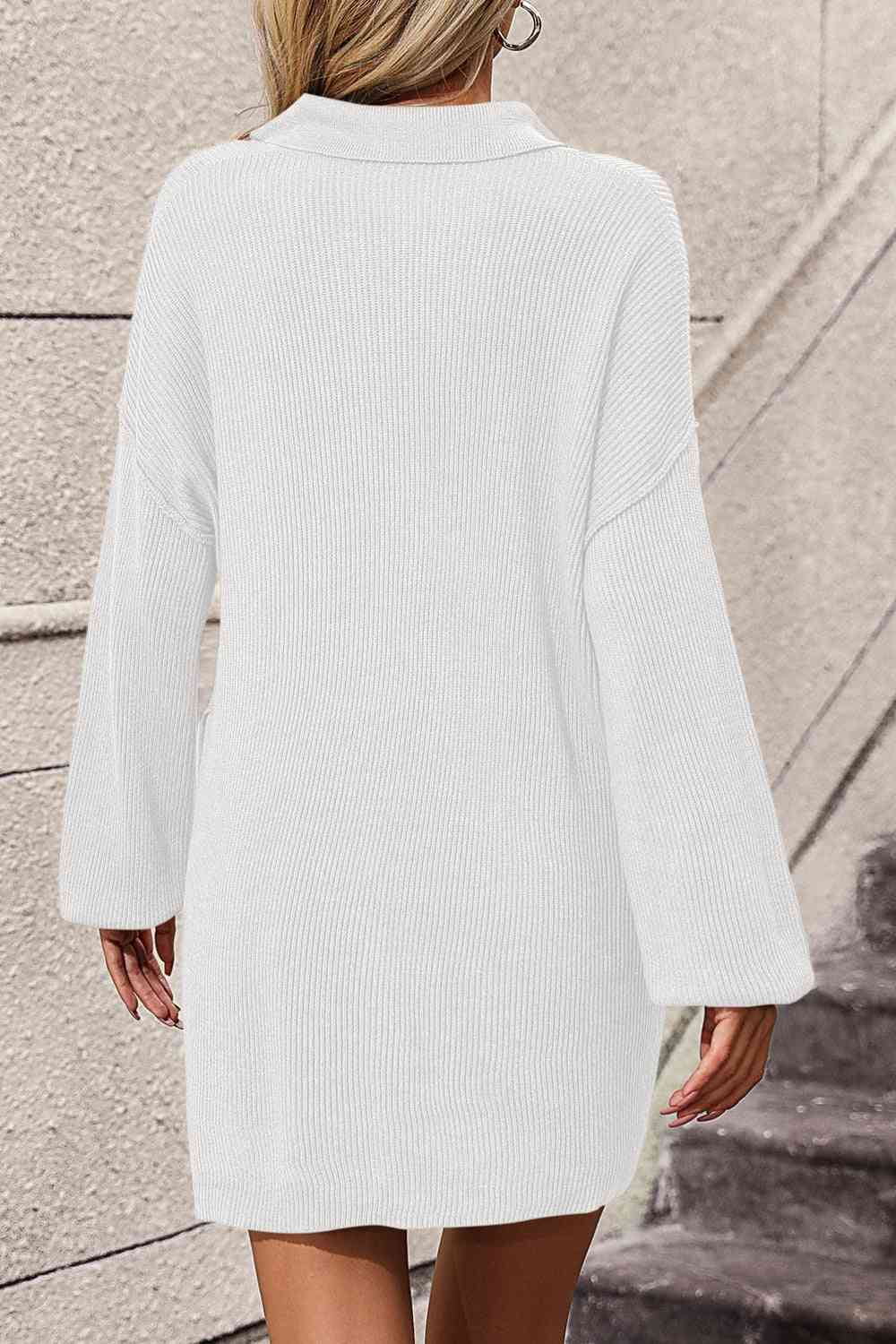 Johnny Collar Drop Shoulder Sweater Dress | AdoreStarr