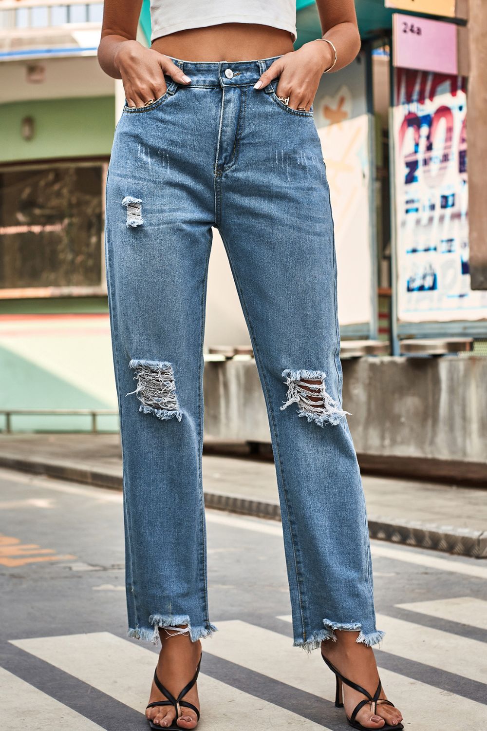 Distressed Loose Fit Jeans | AdoreStarr