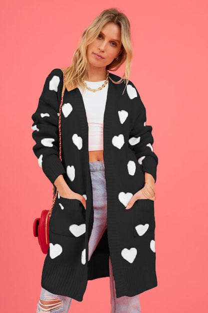 Heart Graphic Open Front Cardigan | AdoreStarr