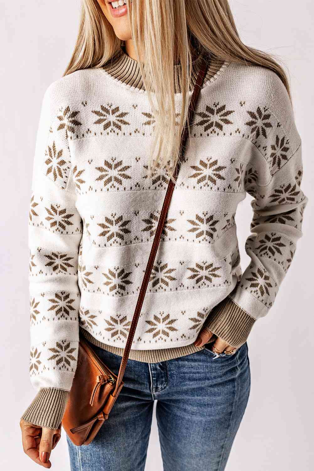 Patterned Ribbed Trim Sweater | AdoreStarr