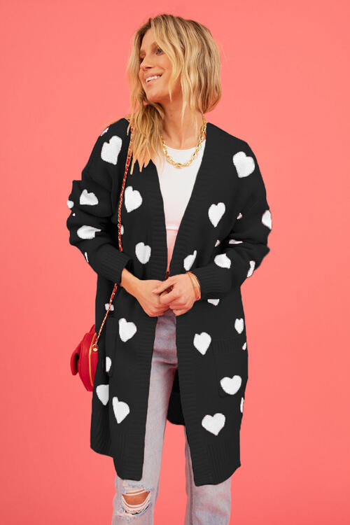 Heart Graphic Open Front Cardigan | AdoreStarr