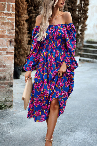 Printed Pocketed Midi Dress | AdoreStarr