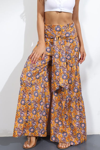 Printed High-Rise Tied Culottes | AdoreStarr