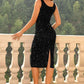 Sequin Sleeveless Slit Dress | AdoreStarr