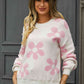 Floral Print Round Neck Pullover Sweater | AdoreStarr