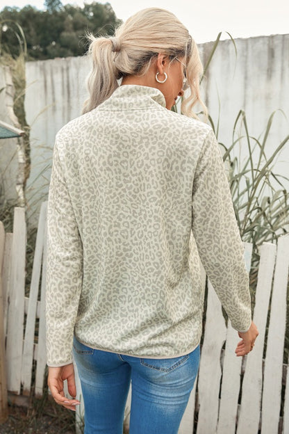 Leopard Snap Front Sweatshirt | AdoreStarr