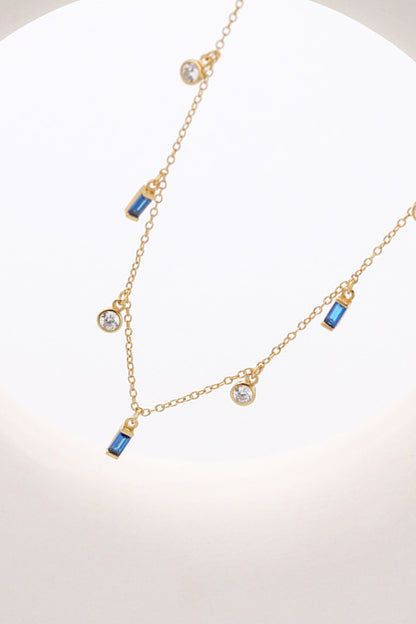 Multi-Charm Chain Necklace - Blue One Size