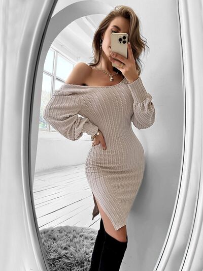 Slit Balloon Sleeve Mini Dress | AdoreStarr