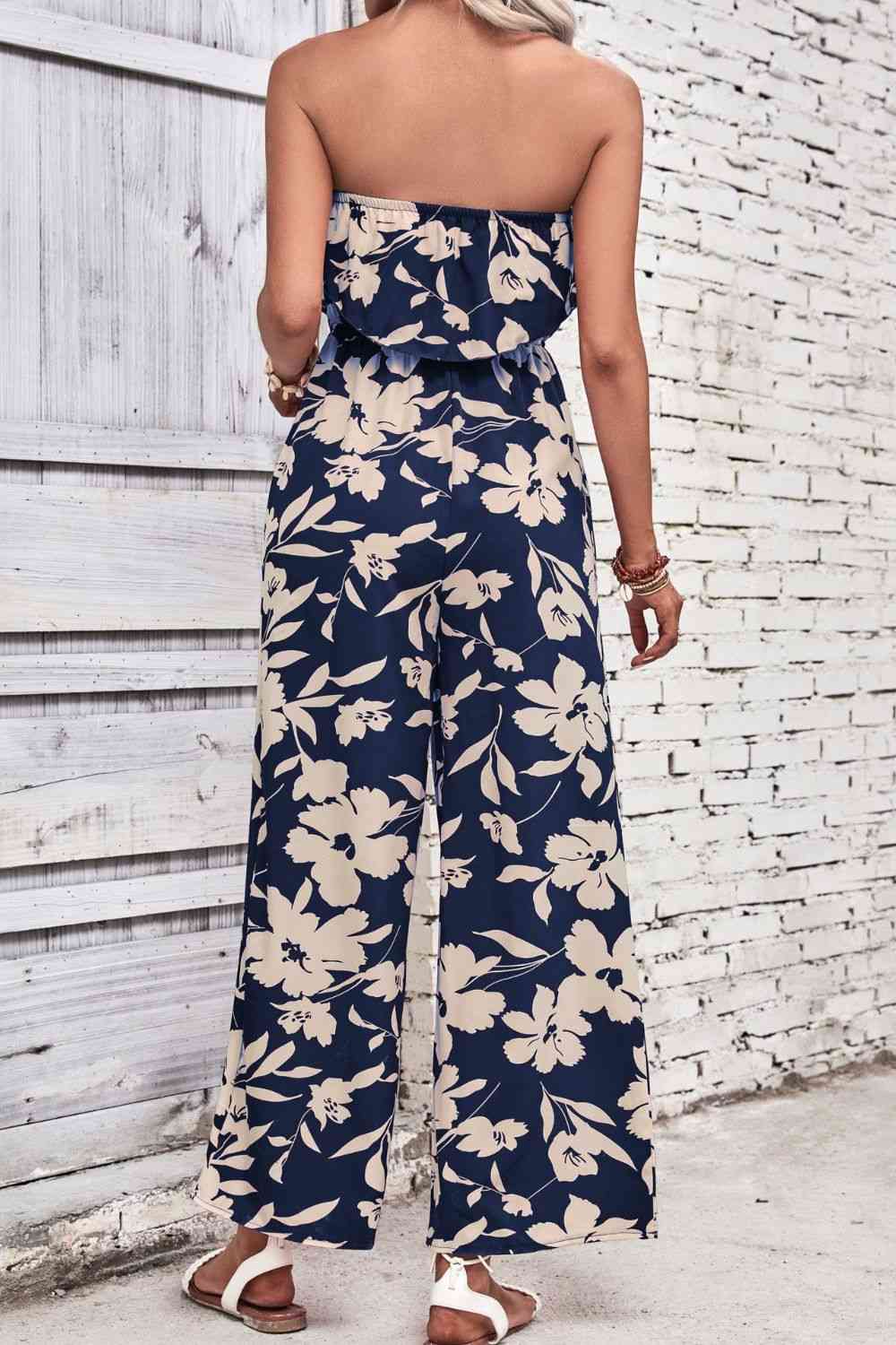 Floral Strapless Wide Leg Jumpsuit | AdoreStarr