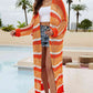 Striped Open Front Side Slit Duster Cover-Up | AdoreStarr