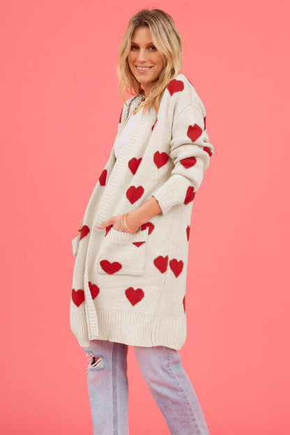 Heart Graphic Open Front Cardigan | AdoreStarr