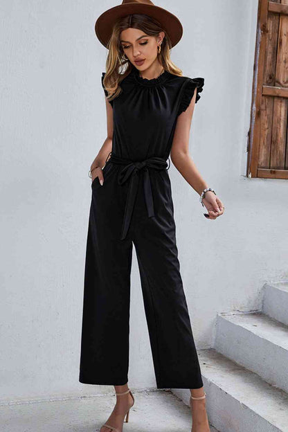 Butterfly Sleeve Tie Waist Jumpsuit | AdoreStarr