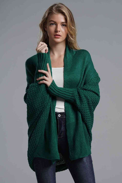 Dolman Sleeve Ribbed Trim Longline Cardigan | AdoreStarr