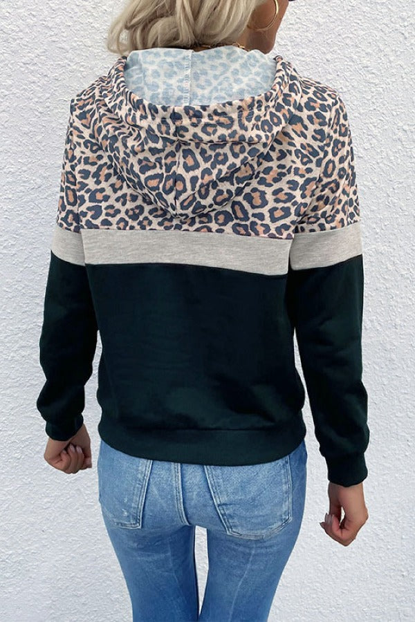 Leopard Colorblock Hoodie | AdoreStarr