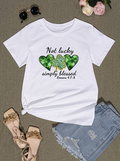 NOT LUCKY SIMPLY BLESSED Heart T-Shirt | AdoreStarr