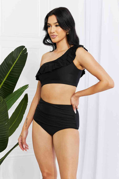 Seaside Romance Ruffle One-Shoulder Bikini Set | AdoreStarr