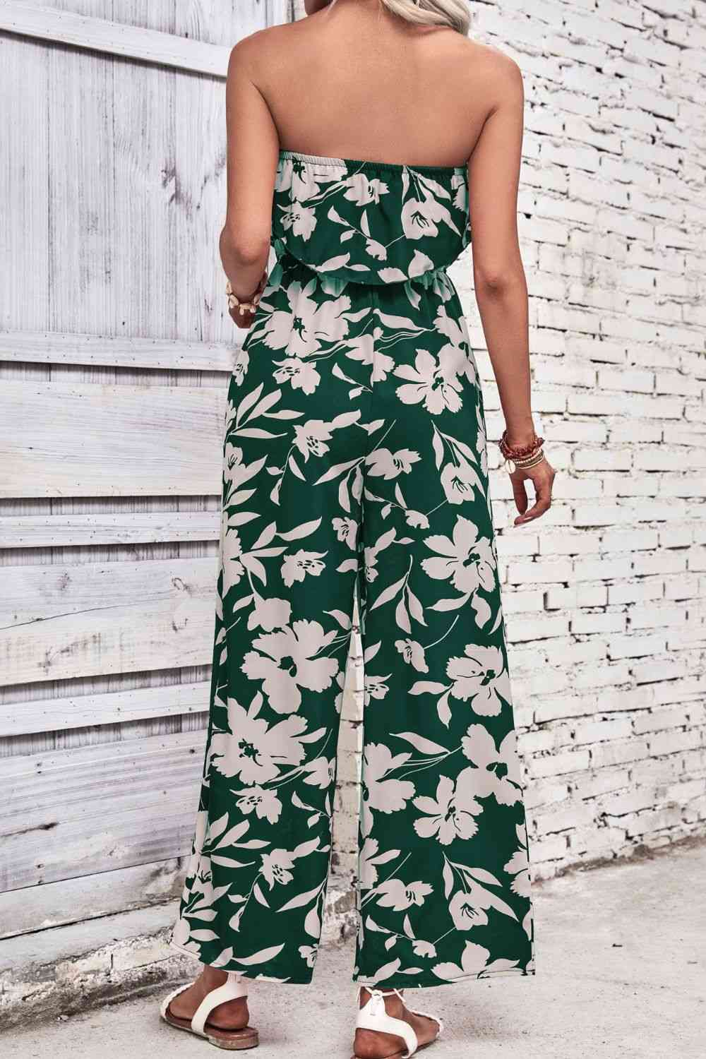 Floral Strapless Wide Leg Jumpsuit | AdoreStarr