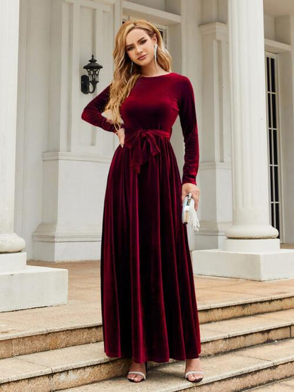 Tie Front Long Sleeve Maxi Dress | AdoreStarr