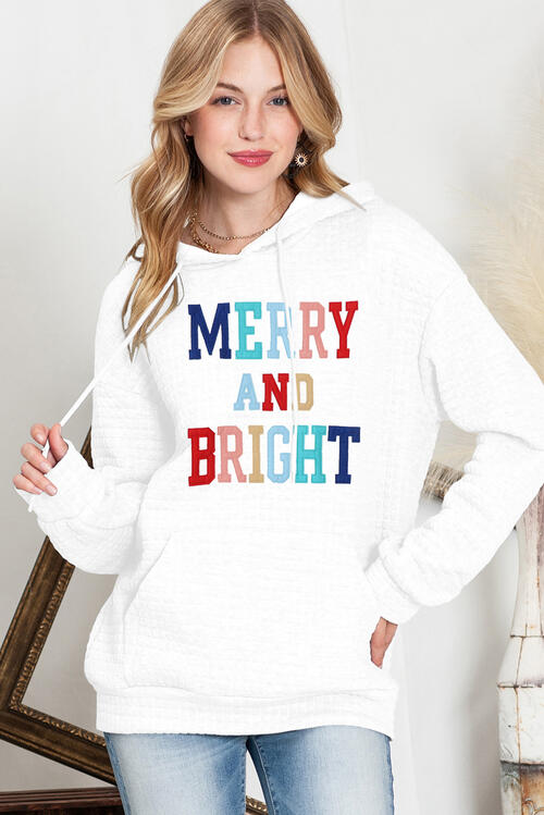MERRY AND BRIGHT Waffle-Knit Hoodie | AdoreStarr