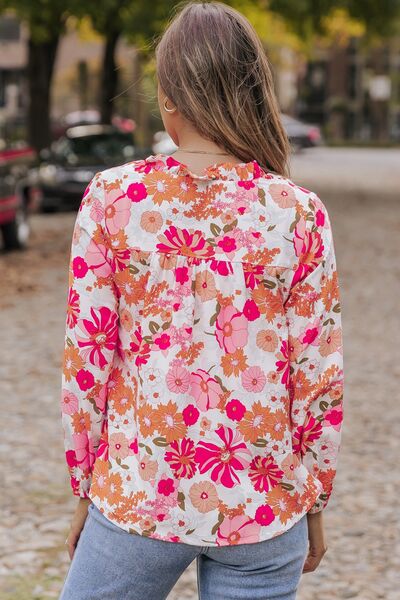 Floral Frill Long Sleeve Blouse | AdoreStarr