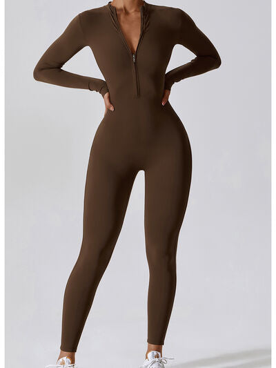 Zip Up Mock Neck Long Sleeve Jumpsuit | AdoreStarr