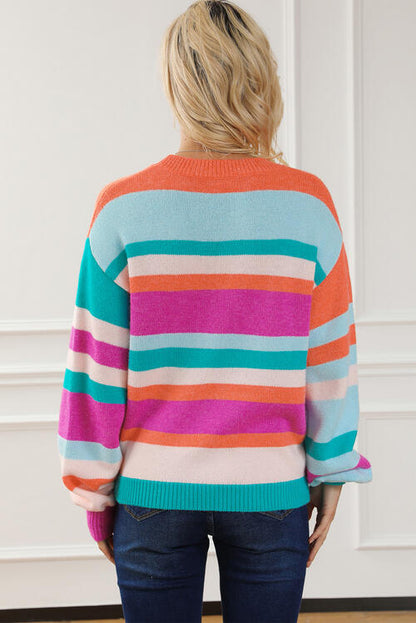 Striped Round Neck Knit Top | AdoreStarr