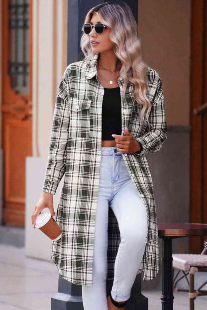 Plaid Button-Up Longline Shacket | AdoreStarr